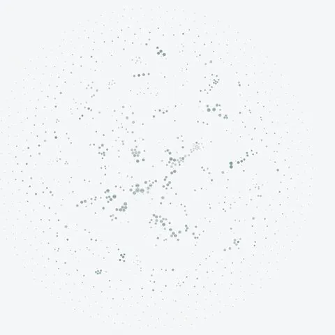 A scattered field of grey dots on a light background, from the prototype explorations